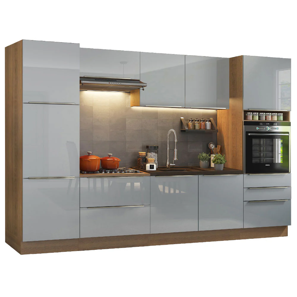 Armário de Cozinha Completa 320 x 60 cm Rustic/Cinza Lux Madesa 03 - Image 2