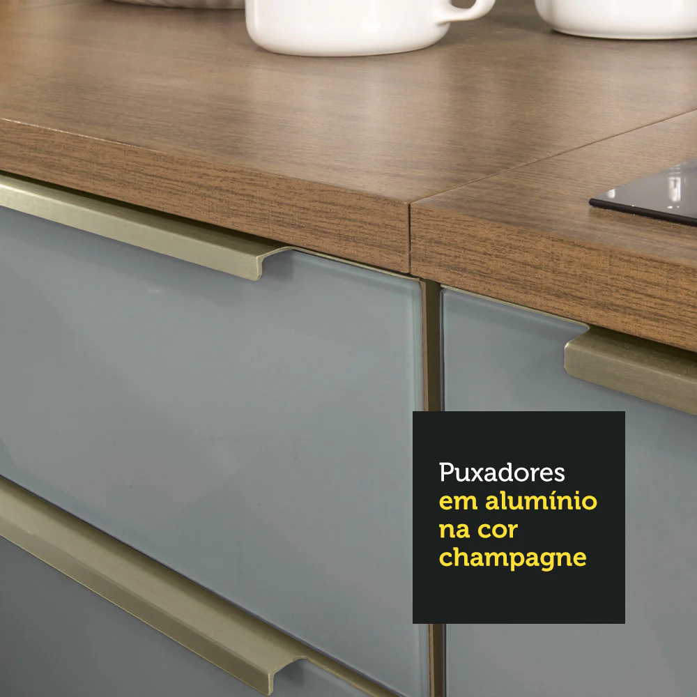 Armário de Cozinha Completa 320 x 60 cm Rustic/Cinza Lux Madesa 03 - Image 8