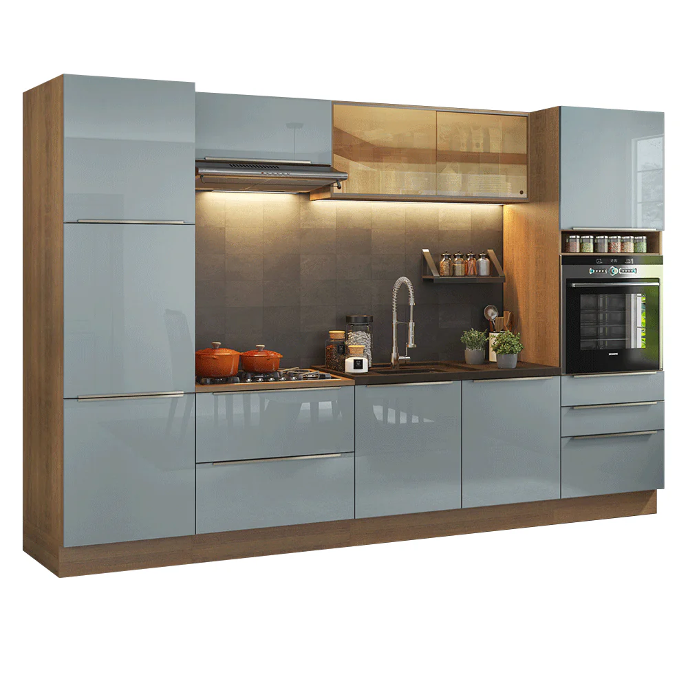 Armário de Cozinha Completa 320 x 60 cm Rustic/Cinza Lux Madesa 01 - Image 2