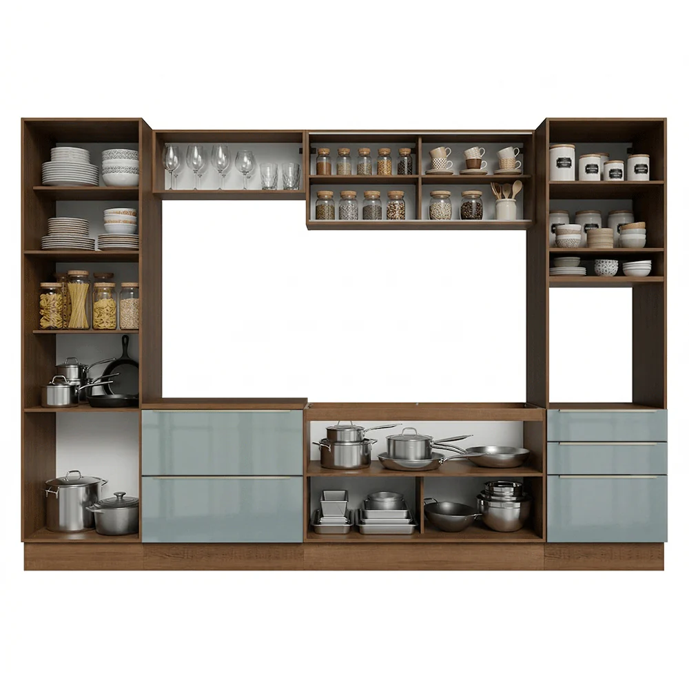 Armário de Cozinha Completa 320 x 60 cm Rustic/Cinza Lux Madesa 01 - Image 5
