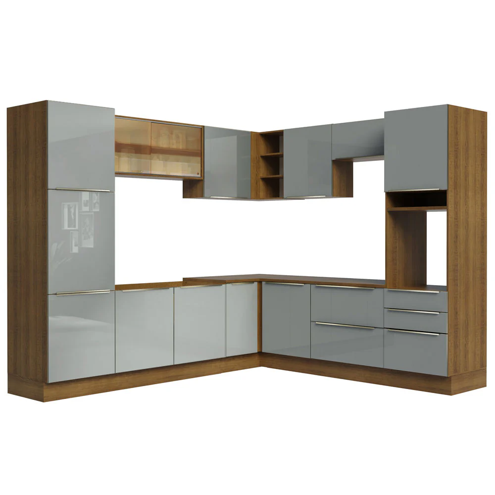 Armário de Cozinha Completa de Canto 546 x 60 cm Rustic/Cinza Lux Madesa 01 - Image 11
