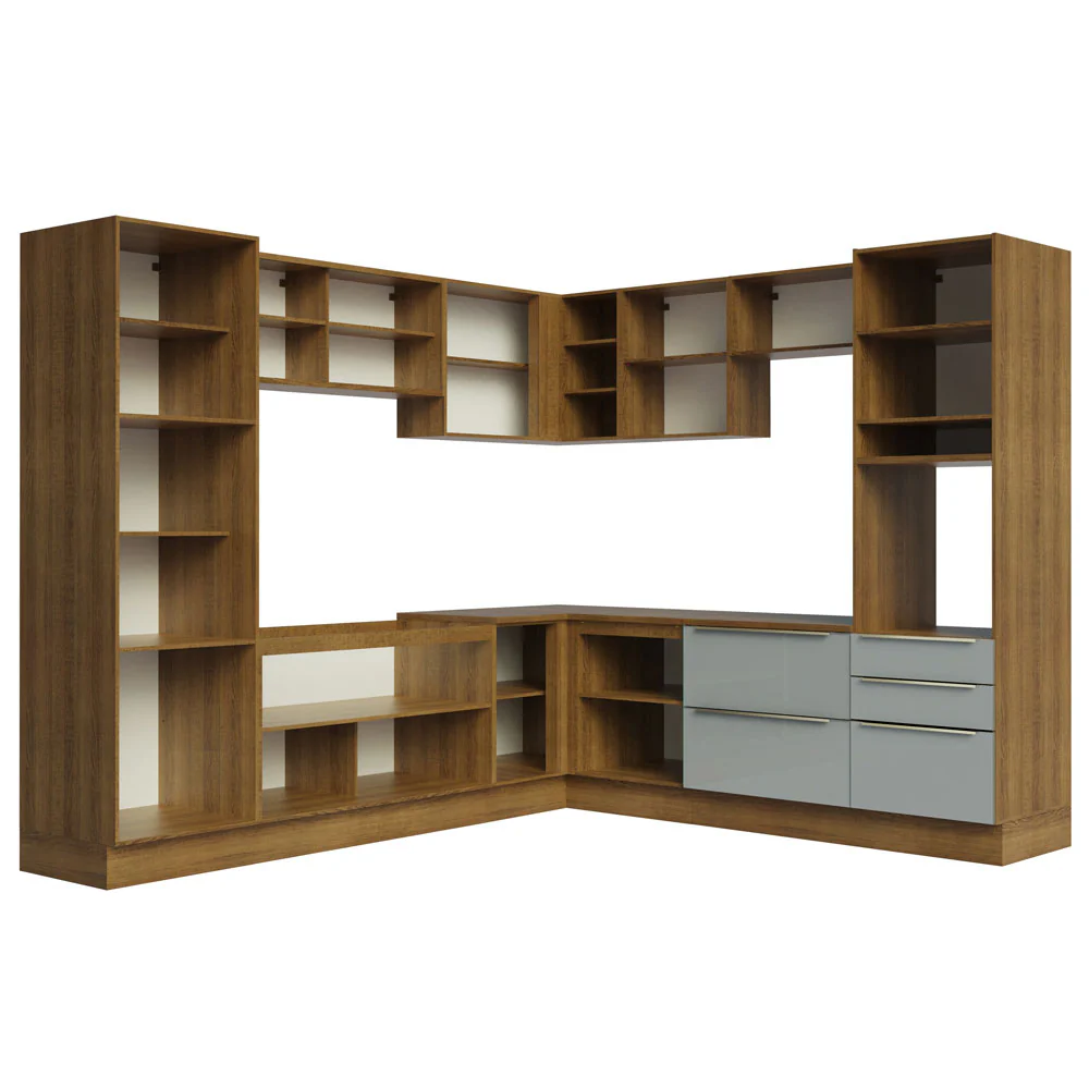 Armário de Cozinha Completa de Canto 546 x 60 cm Rustic/Cinza Lux Madesa 01 - Image 12