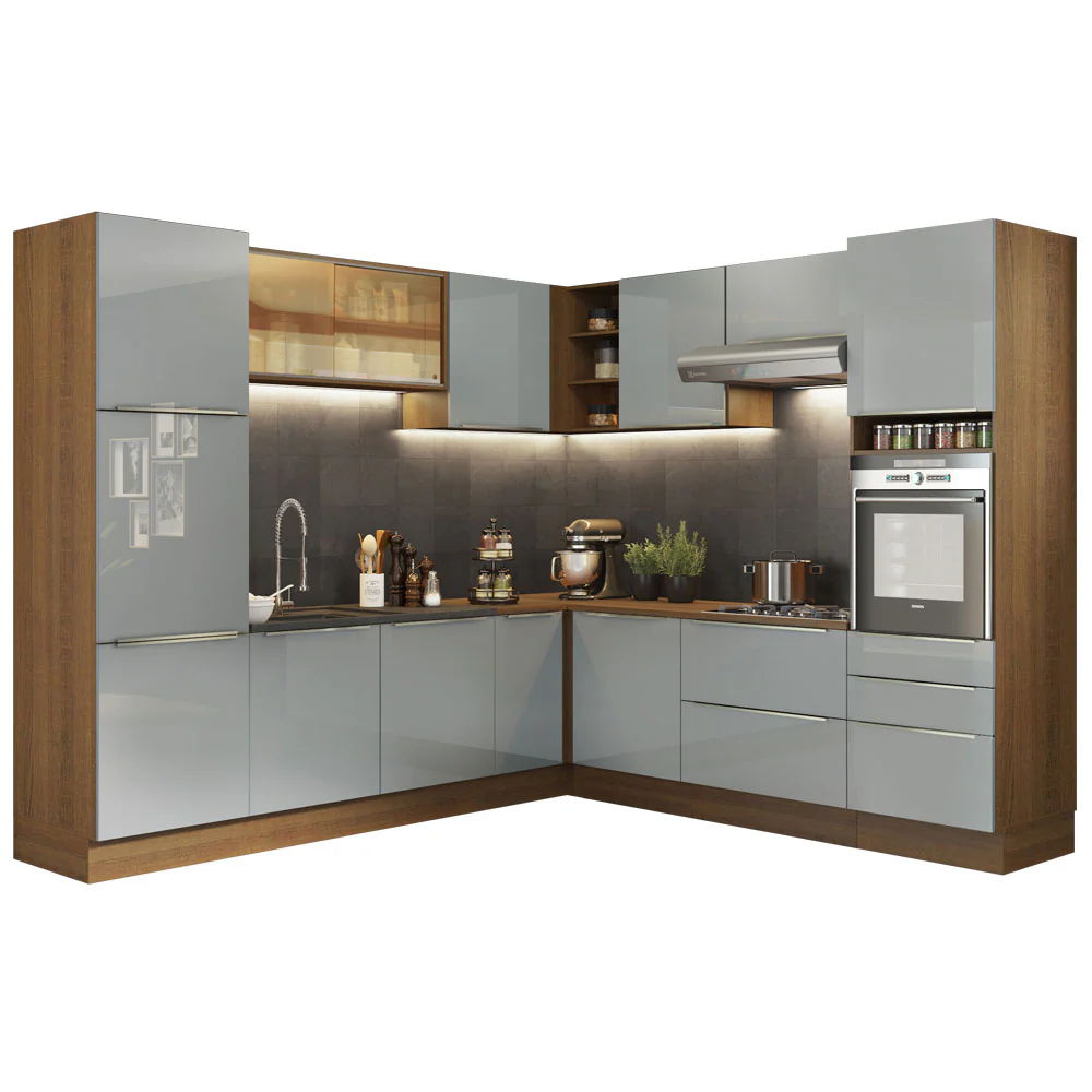 Armário de Cozinha Completa de Canto 546 x 60 cm Rustic/Cinza Lux Madesa 01 - Image 2