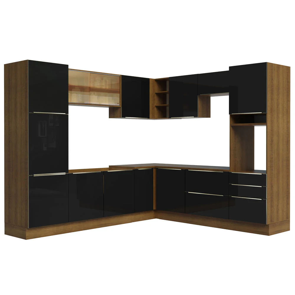 Armário de Cozinha Completa de Canto 546 x 60 cm Rustic/Preto Lux Madesa 01 - Image 11