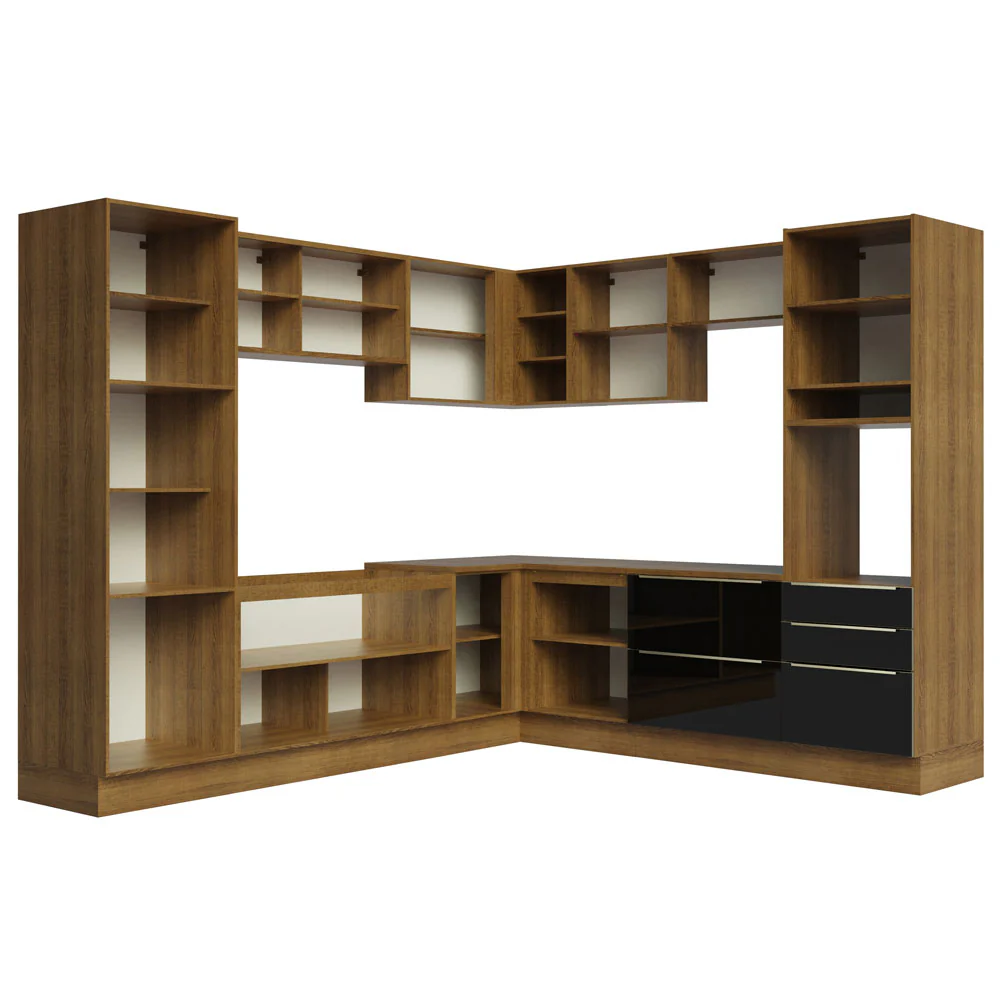 Armário de Cozinha Completa de Canto 546 x 60 cm Rustic/Preto Lux Madesa 01 - Image 12