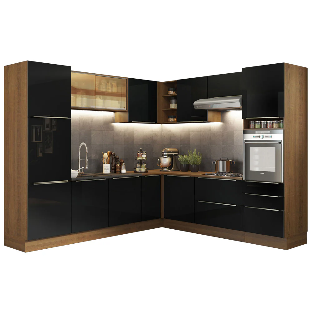 Armário de Cozinha Completa de Canto 546 x 60 cm Rustic/Preto Lux Madesa 01 - Image 2