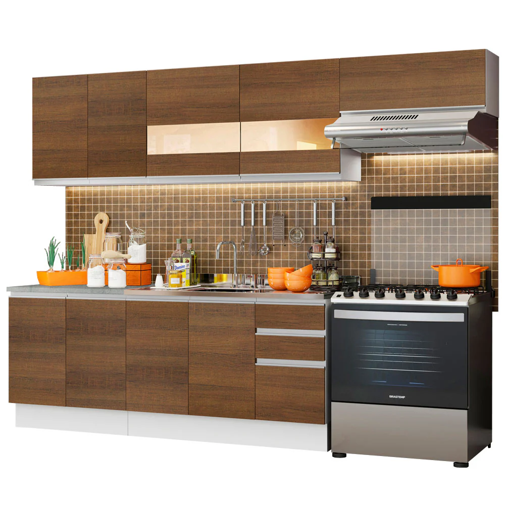 Armário de Cozinha Completa 280cm Branco/Rustic Marcela Madesa 03 - Image 2