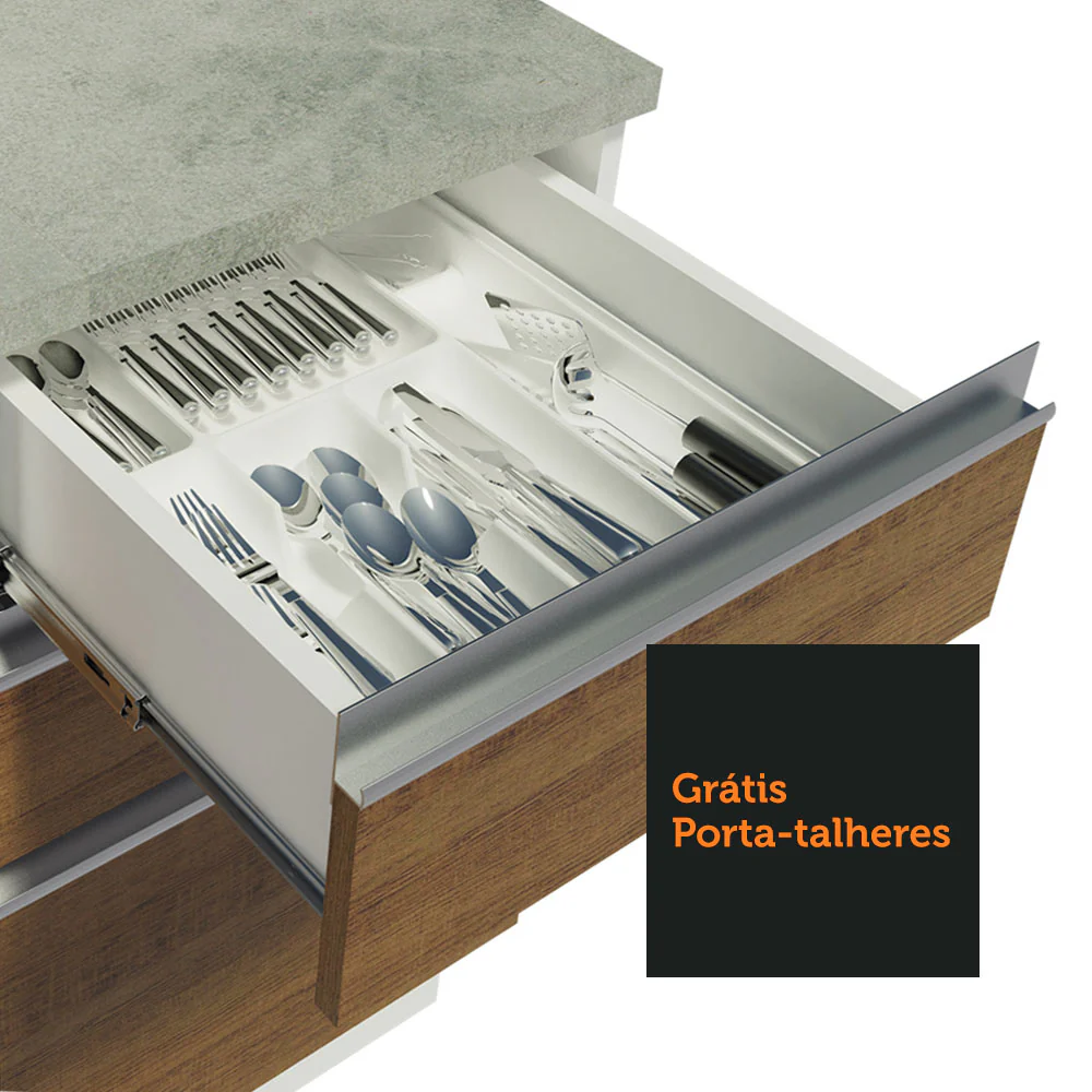Armário de Cozinha Completa 280cm Branco/Rustic/Branco Marcela Madesa 03 - Image 8