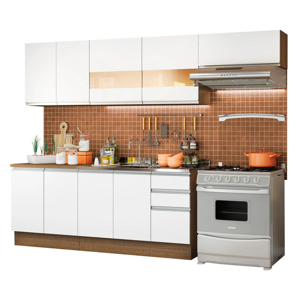 Armário de Cozinha Completa 280cm Rustic/Branco Marcela Madesa 03 - Image 2