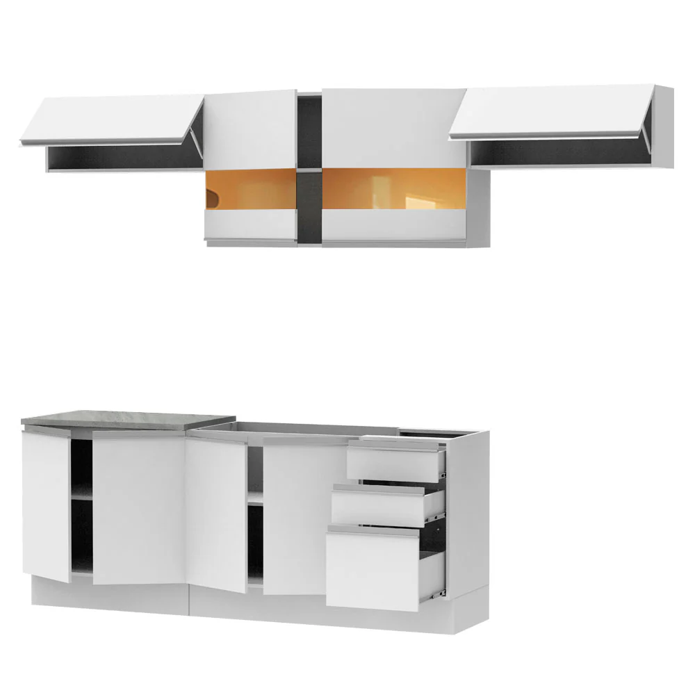 Armário de Cozinha Completa 280cm Branco Mariana Madesa 02 - Image 4
