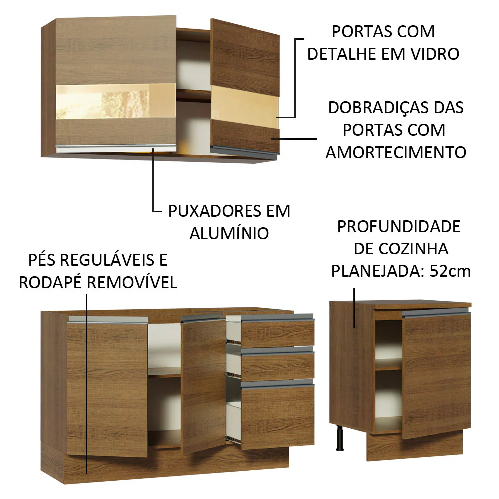 Armário de Cozinha Compacta 180cm Rustic Milão Madesa 02 - Image 4
