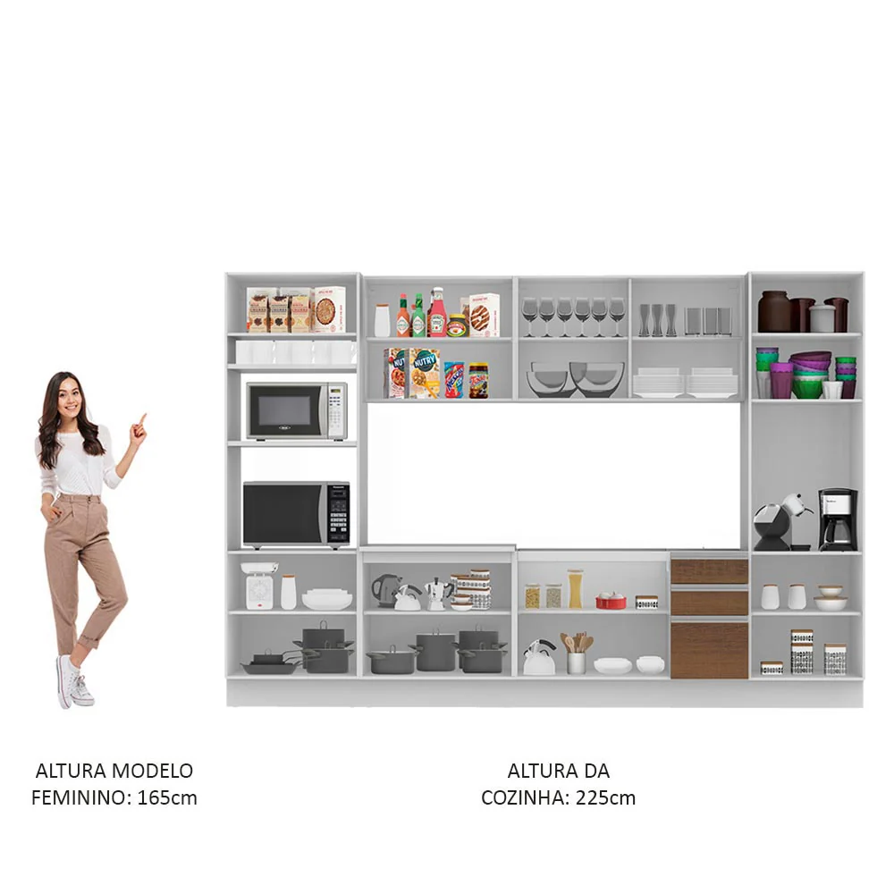Armário de Cozinha Completa 330cm Branco/Rustic Olimpia Madesa 02 - Image 4