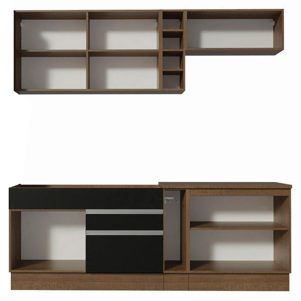 Armário de Cozinha Completa 220cm Rustic/Preto Parma Madesa 03 - Image 11