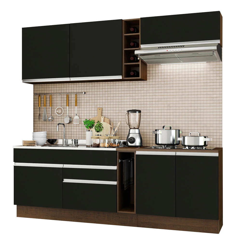 Armário de Cozinha Completa 220cm Rustic/Preto Parma Madesa 03 - Image 2