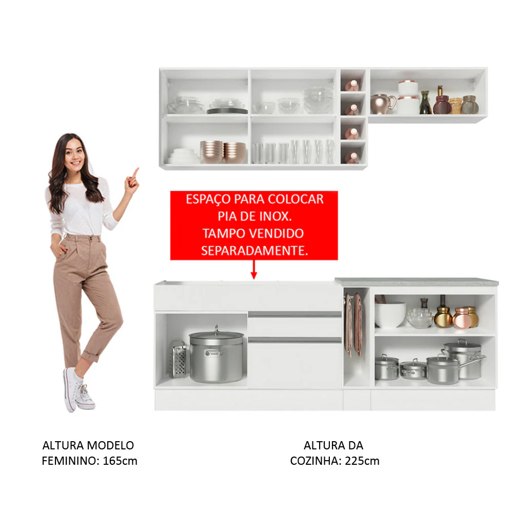 Armário de Cozinha Completa 220cm Branco Parma Madesa 02 - Image 5