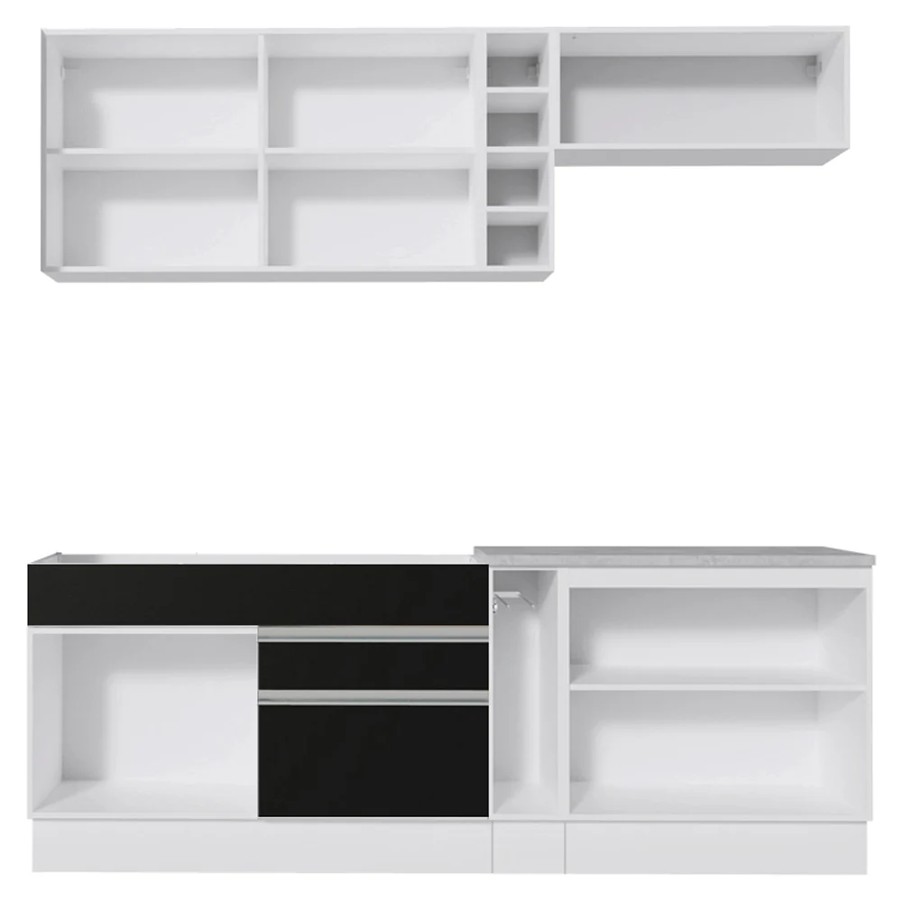 Armário de Cozinha Completa 220cm Branco/Preto/Branco Parma Madesa 03 - Image 11