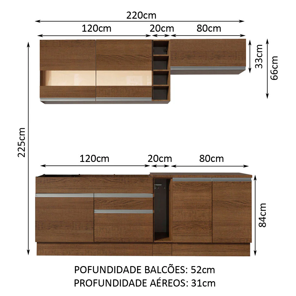 Armário de Cozinha Completa 220cm Rustic Parma Madesa 02 - Image 3