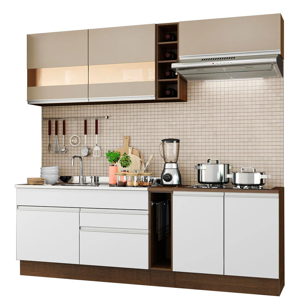 Armário de Cozinha Completa 220cm Branco/Rustic/Crema Parma Madesa 02 - Image 2