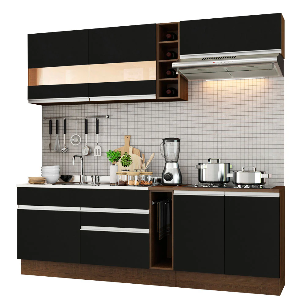 Armário de Cozinha Completa 220cm Rustic/Preto Parma Madesa 02 - Image 2