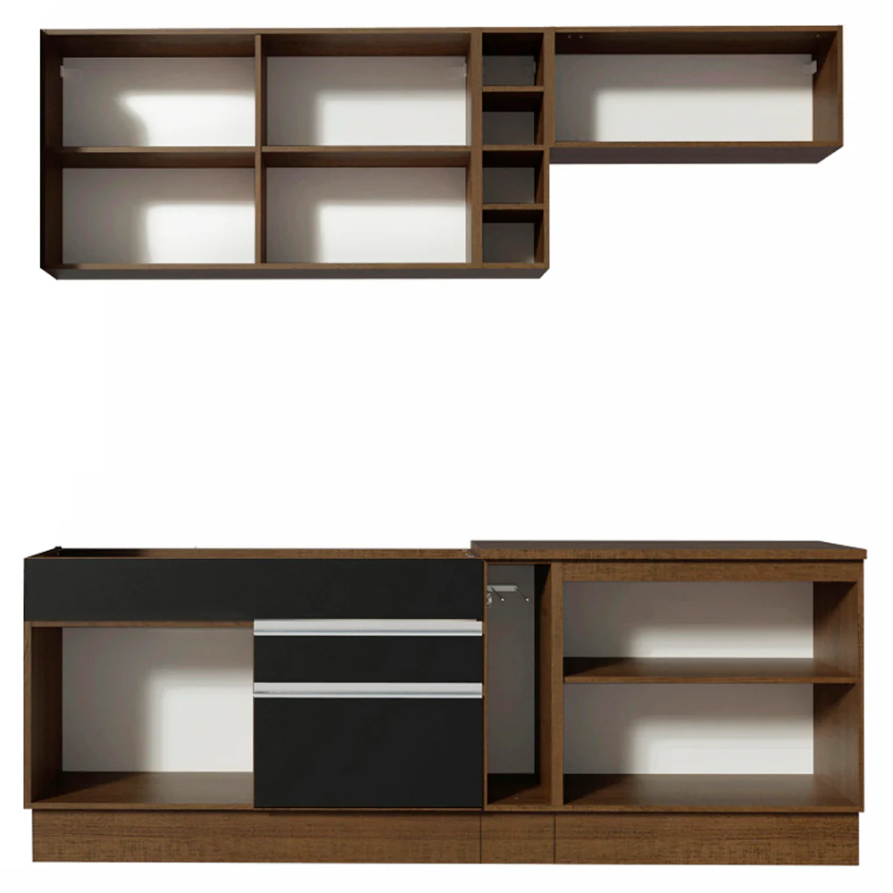Armário de Cozinha Completa 220cm Rustic/Preto/Rustic Parma Madesa 03 - Image 11