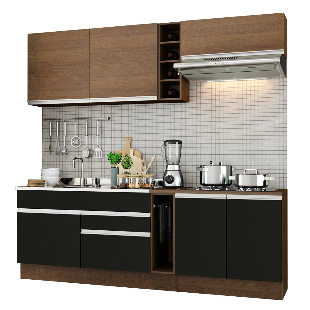 Armário de Cozinha Completa 220cm Rustic/Preto/Rustic Parma Madesa 03 - Image 2
