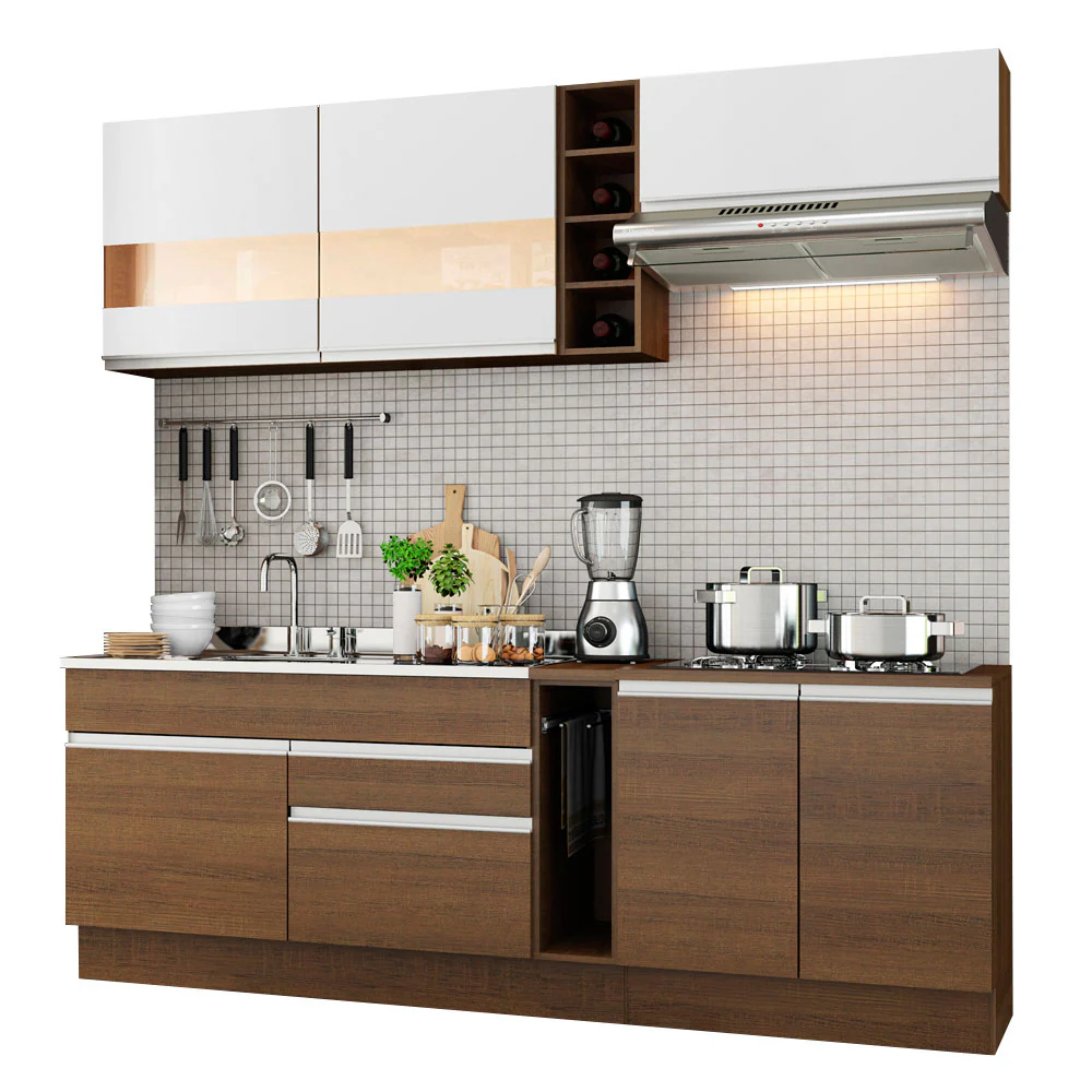 Armário de Cozinha Completa 220cm Rustic/Rustic/Branco Parma Madesa 02 - Image 2