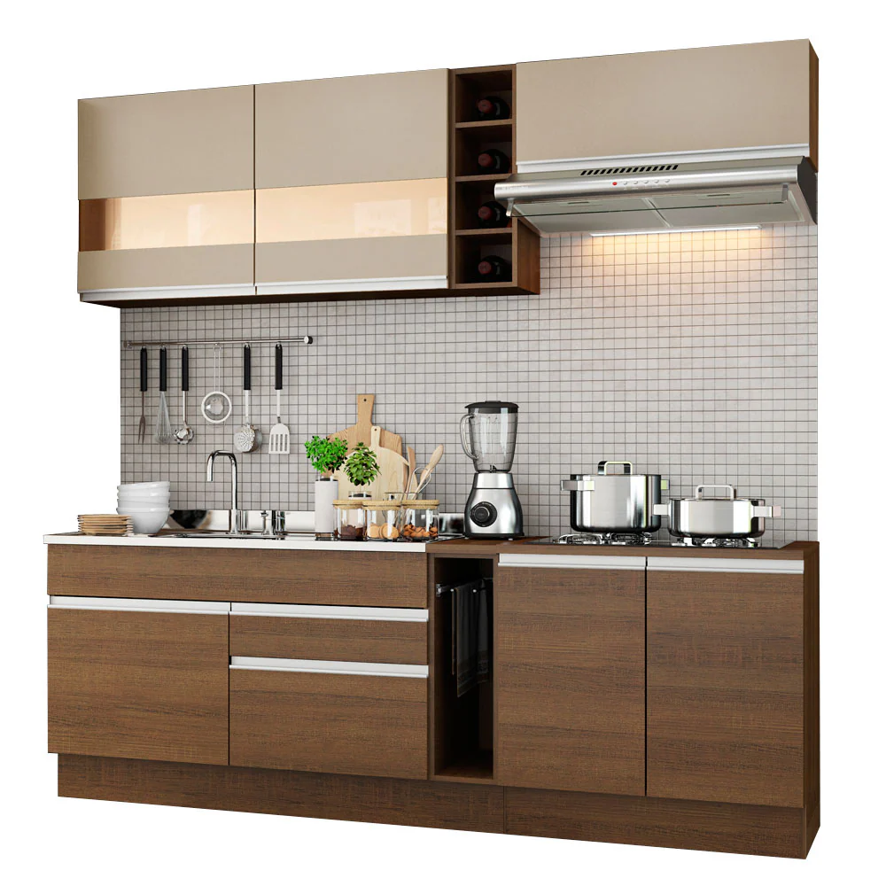 Armário de Cozinha Completa 220cm Rustic/Rustic/Crema Parma Madesa 02 - Image 2