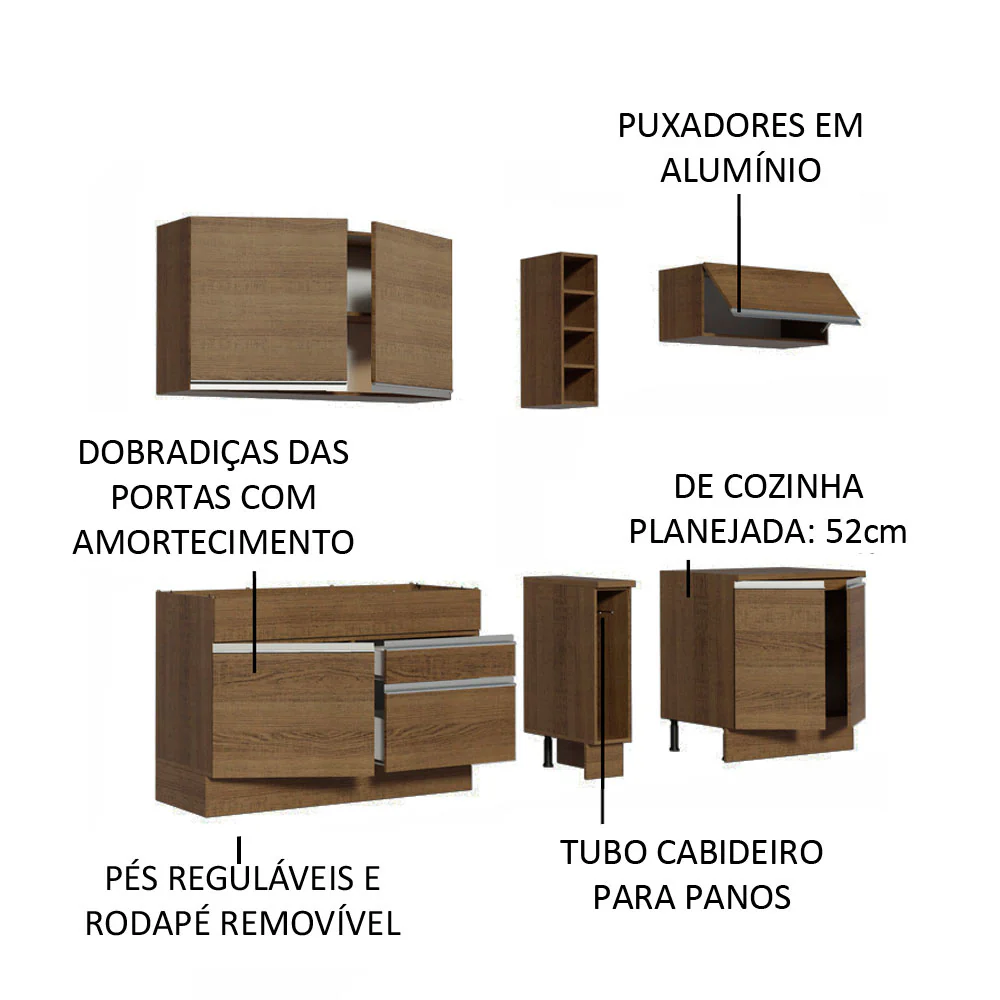 Armário de Cozinha Completa 220cm Rustic Parma Madesa 03 - Image 4