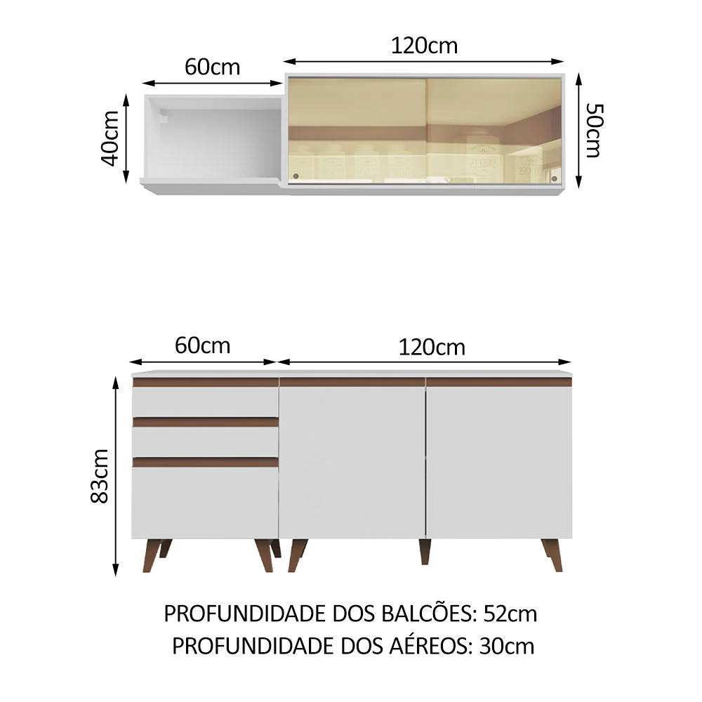Armário de Cozinha Compacta 180cm Branco Reims Madesa 01 - Image 3