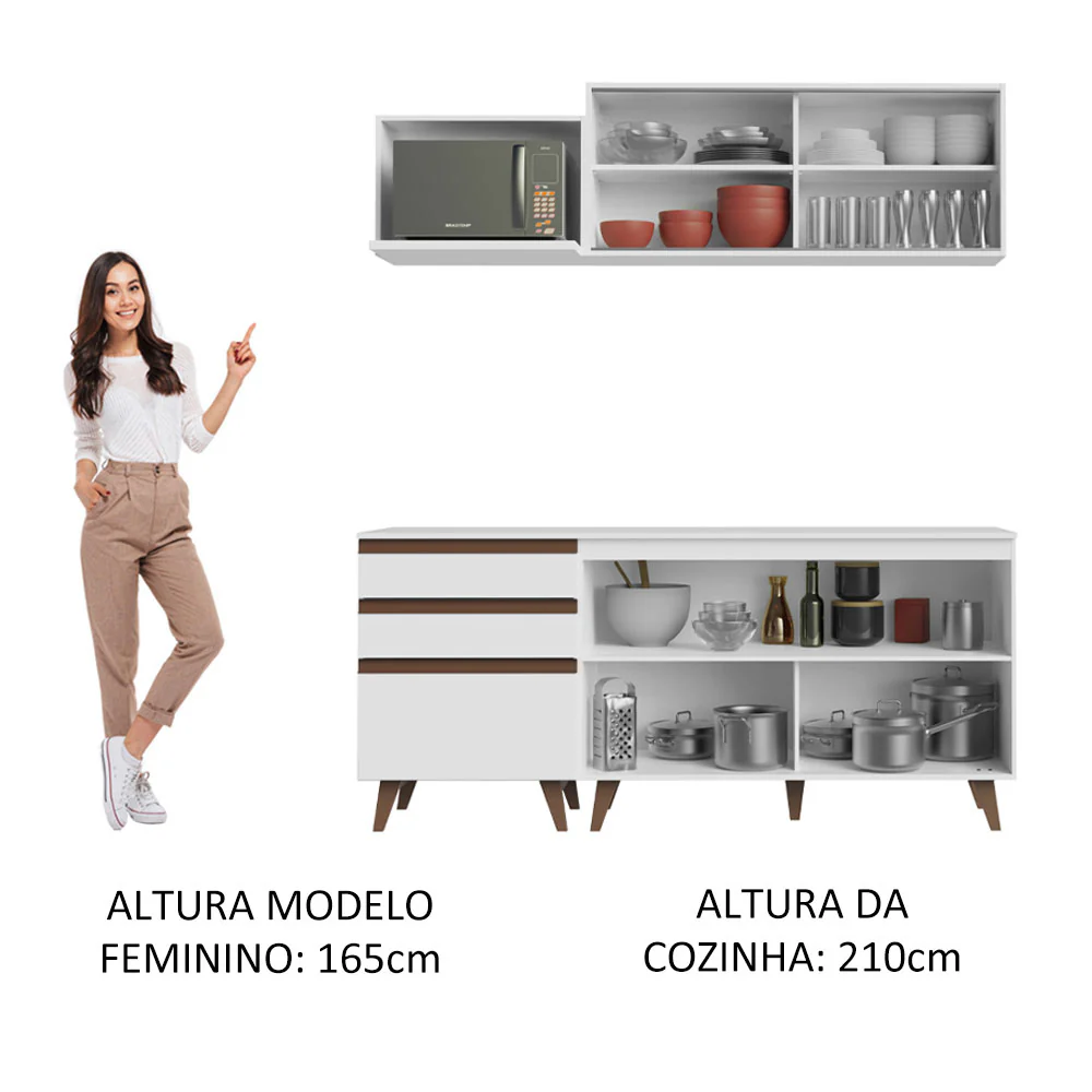 Armário de Cozinha Compacta 180cm Branco Reims Madesa 01 - Image 5
