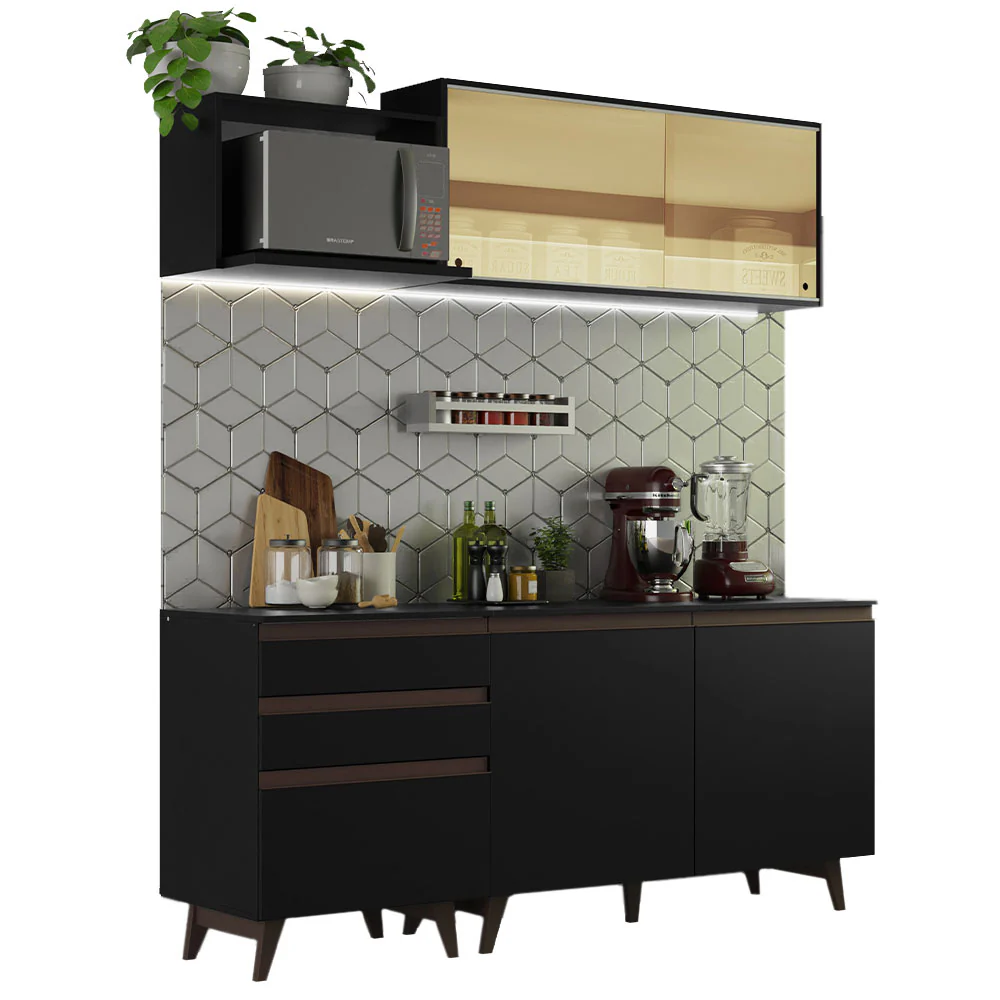 Armário de Cozinha Compacta 180cm Preto Reims Madesa 01 - Image 2