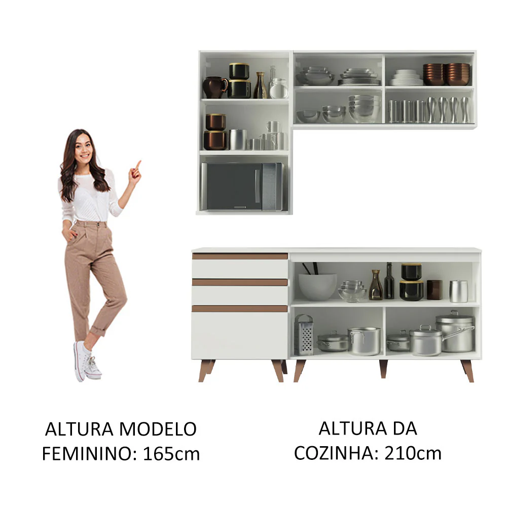 Armário de Cozinha Compacta 180cm Branco Reims Madesa 02 - Image 5