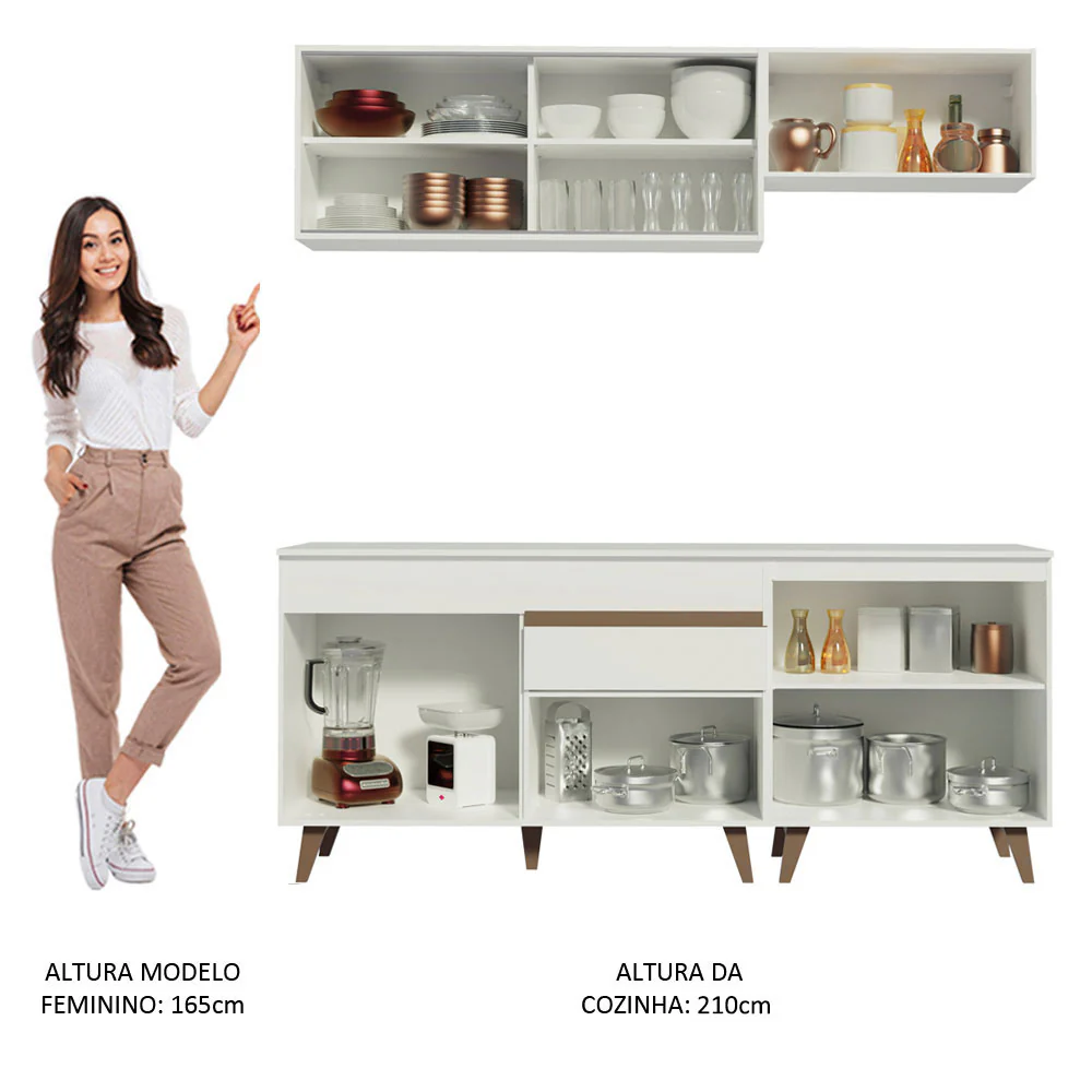 Armário de Cozinha Compacta 190cm Branco Reims Madesa 01 - Image 5