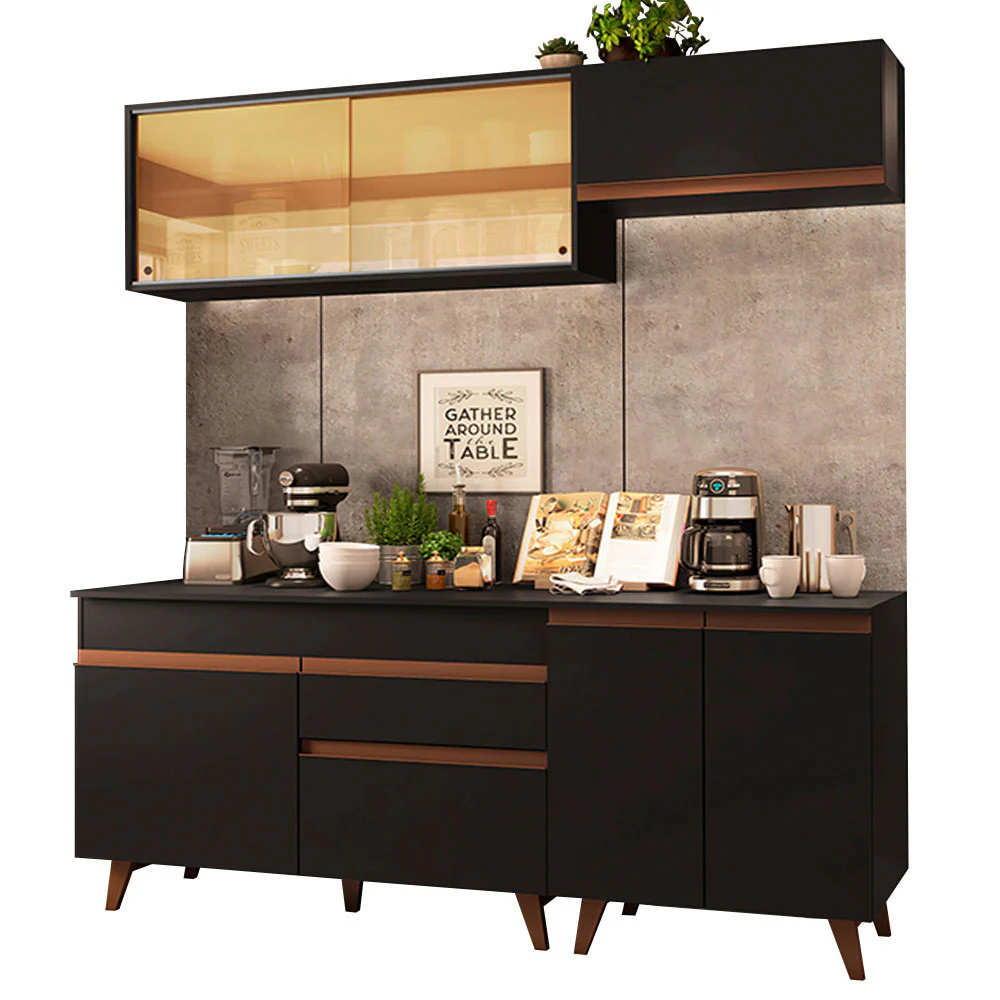 Armário de Cozinha Compacta 190cm Preto Reims Madesa 01 - Image 2