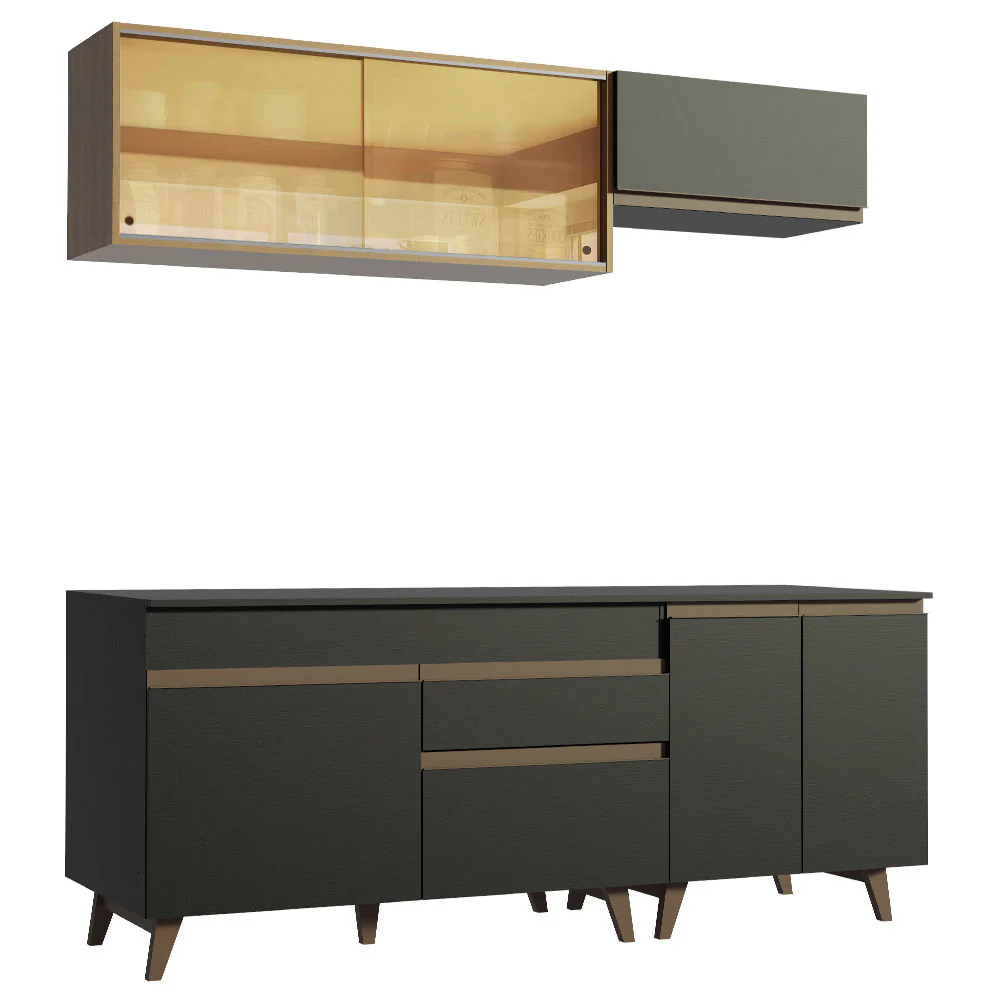 Armário de Cozinha Compacta 190cm Preto/Rustic Reims Madesa 01 - Image 12
