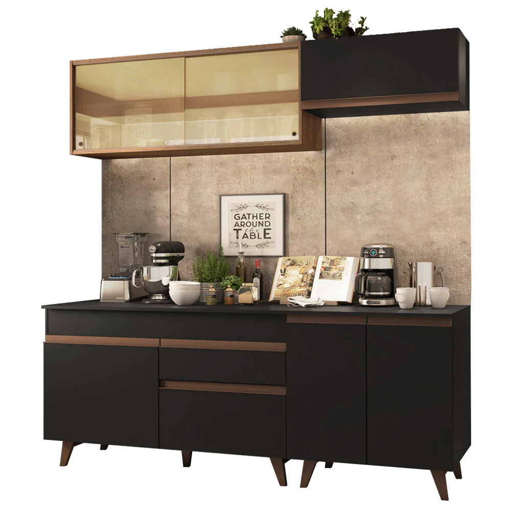 Armário de Cozinha Compacta 190cm Preto/Rustic Reims Madesa 01 - Image 2
