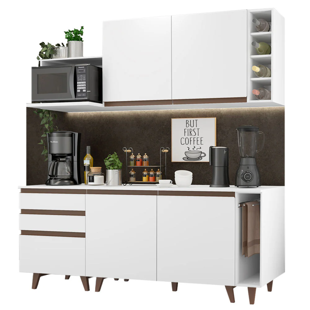 Armário de Cozinha Compacta 200cm Branco Reims Madesa 01 - Image 2