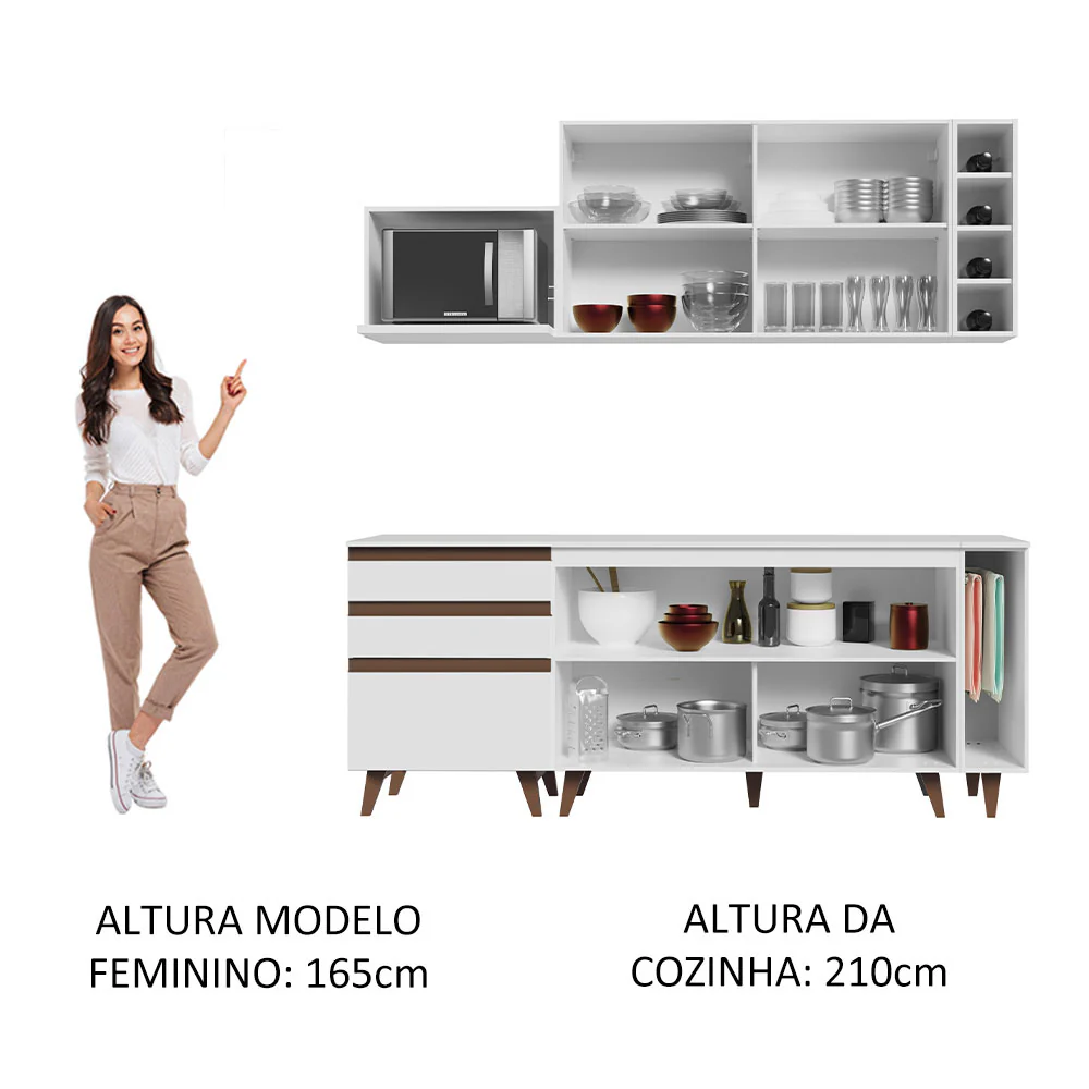 Armário de Cozinha Compacta 200cm Branco Reims Madesa 01 - Image 5