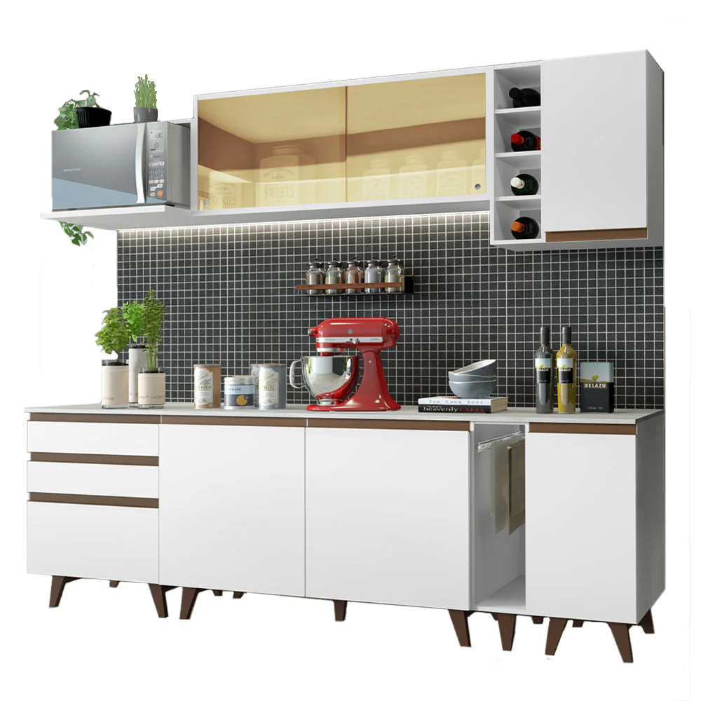 Armário de Cozinha Completa 235cm Branco Reims Madesa 01 - Image 2
