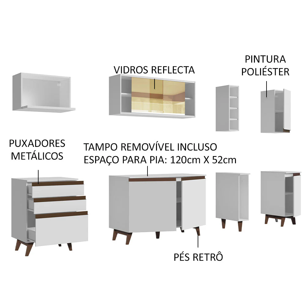 Armário de Cozinha Completa 235cm Branco Reims Madesa 01 - Image 4