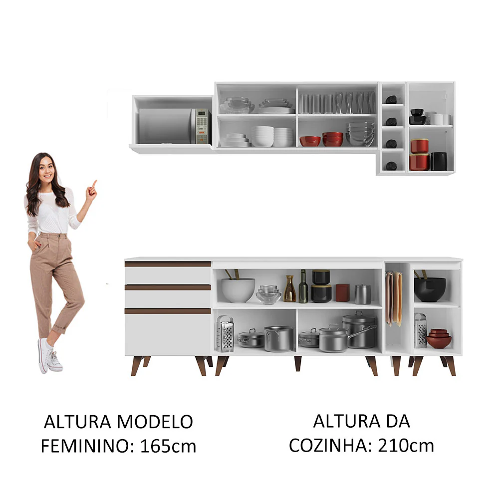 Armário de Cozinha Completa 235cm Branco Reims Madesa 01 - Image 5