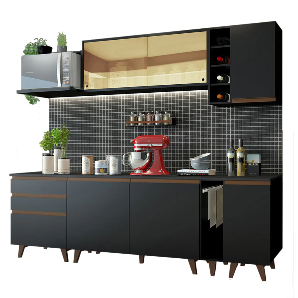 Armário de Cozinha Completa 235cm Preto Reims Madesa 01 - Image 2