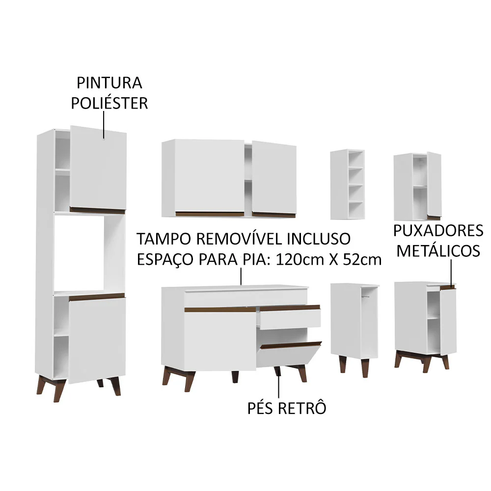 Armário de Cozinha Completa 235cm Branco Reims Madesa 02 - Image 4