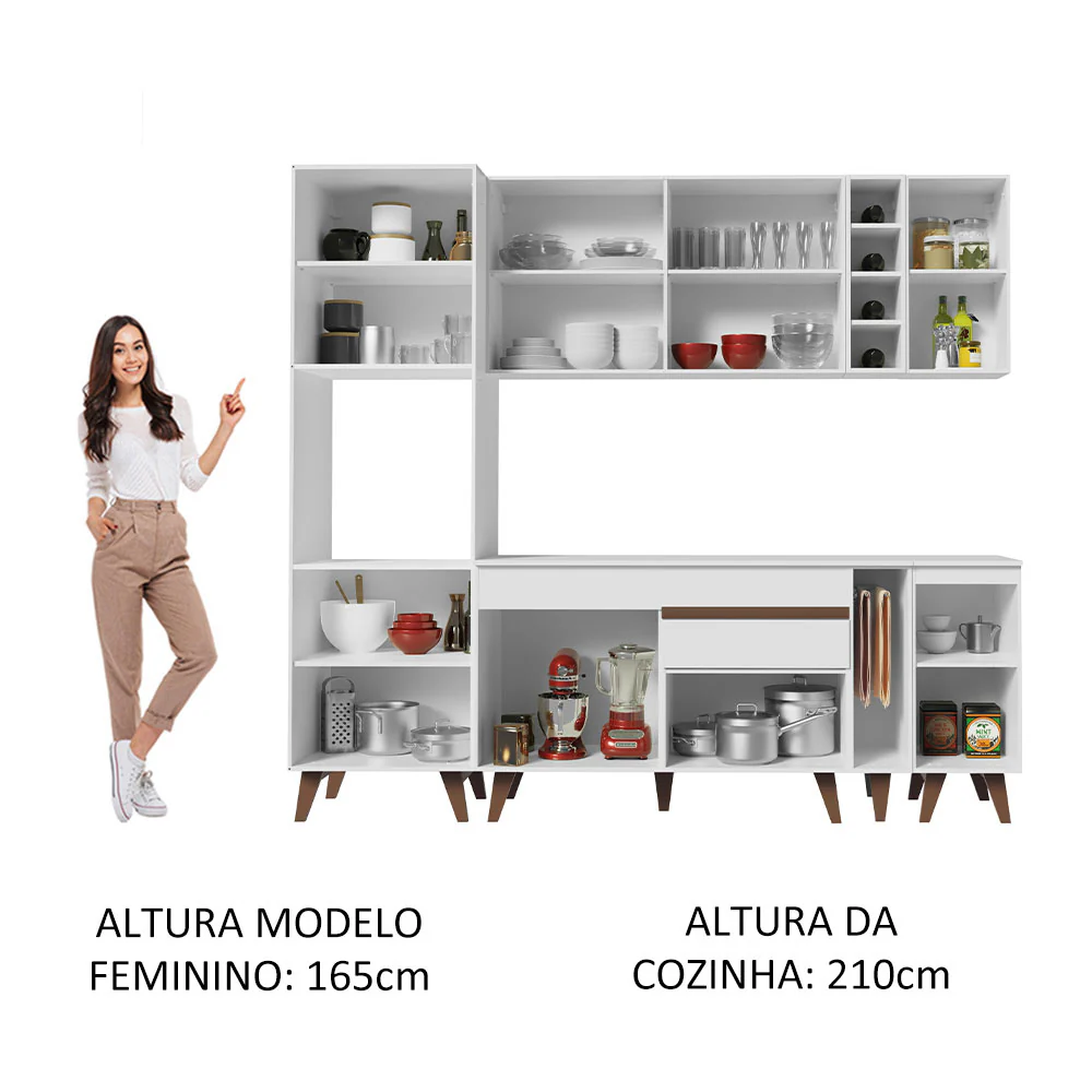 Armário de Cozinha Completa 235cm Branco Reims Madesa 02 - Image 5