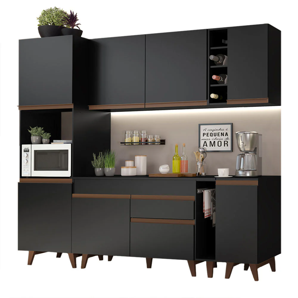 Armário de Cozinha Completa 235cm Preto Reims Madesa 02 - Image 2