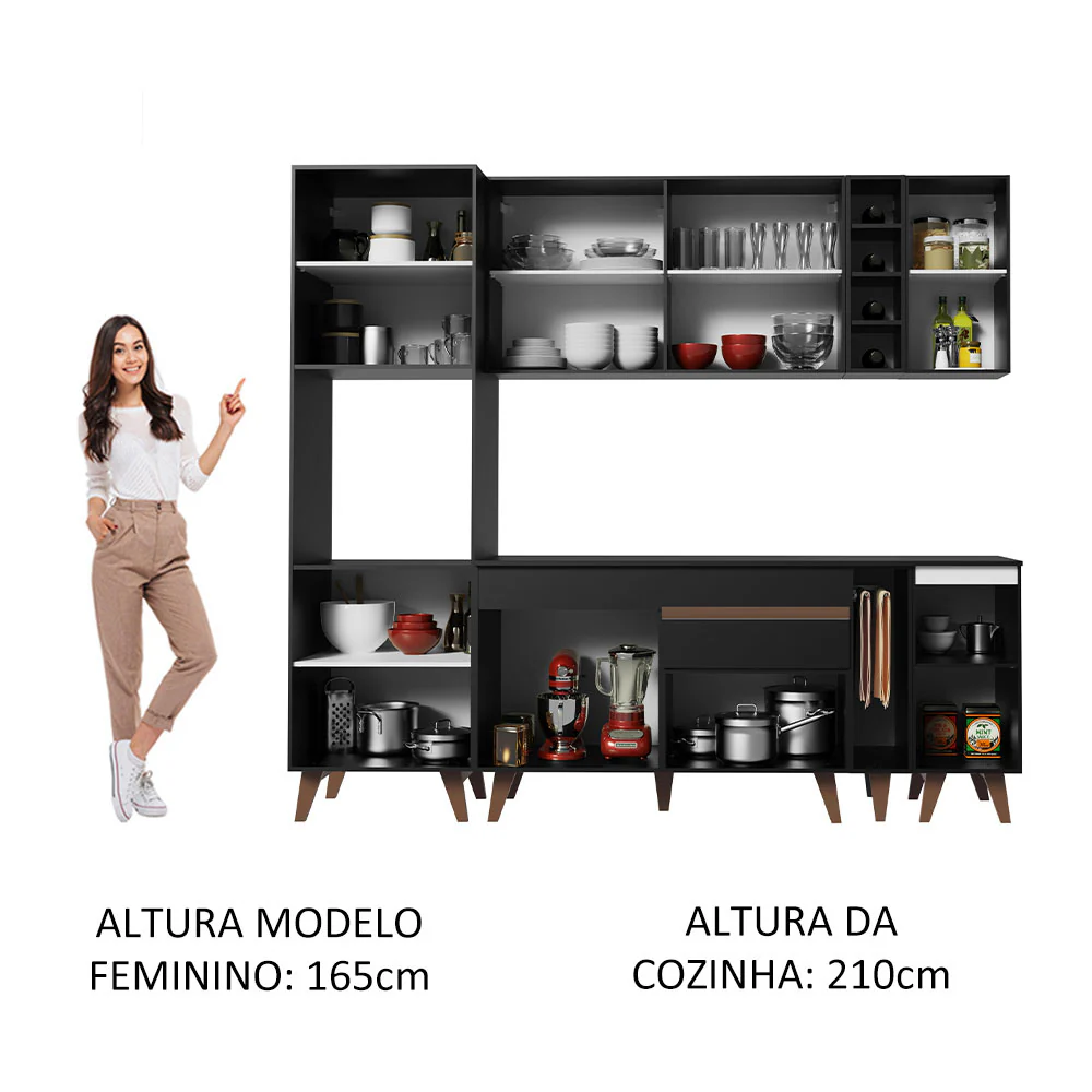 Armário de Cozinha Completa 235cm Preto Reims Madesa 02 - Image 5