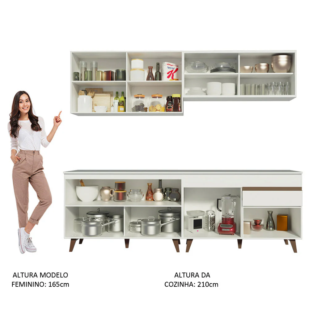 Armário de Cozinha Completa 240cm Branco Reims Madesa 01 - Image 5