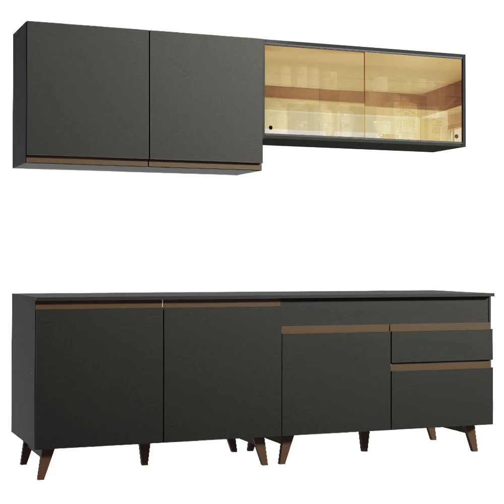 Armário de Cozinha Completa 240cm Preto Reims Madesa 01 - Image 11