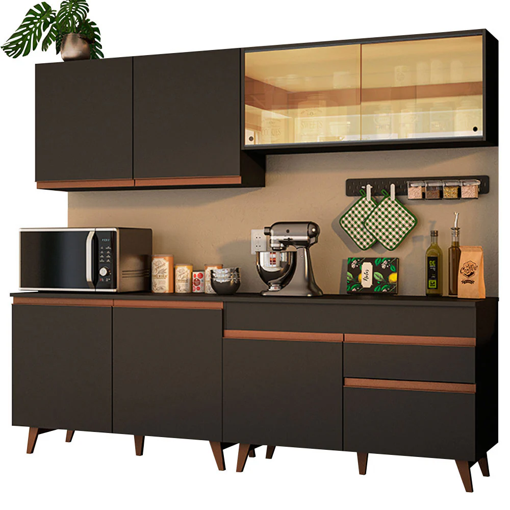 Armário de Cozinha Completa 240cm Preto Reims Madesa 01 - Image 2