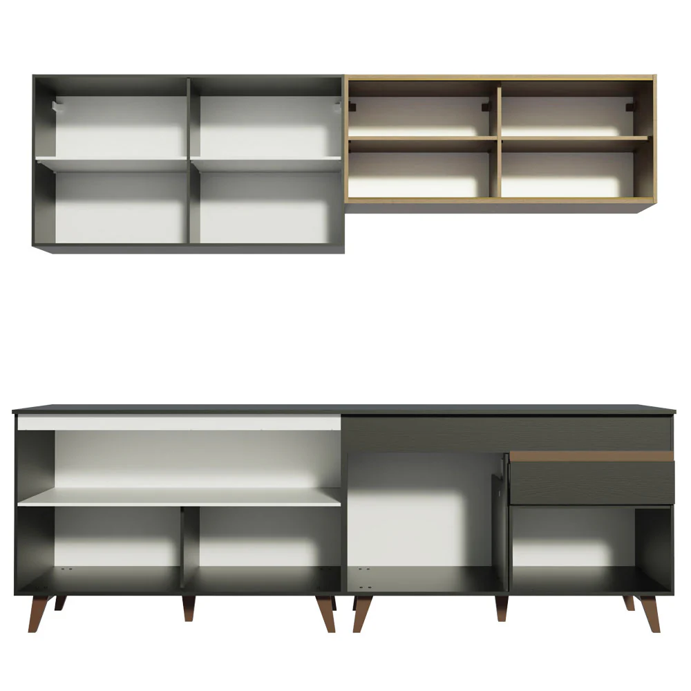 Armário de Cozinha Completa 240cm Preto/Rustic Reims Madesa 01 - Image 12